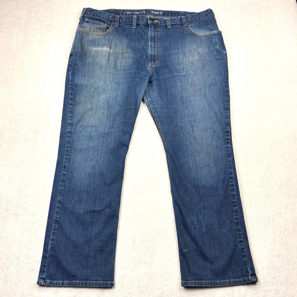 Carhartt Jeans Mens 44x30 Blue Medium Wash Relaxed Fit Stretch Work 102804-498